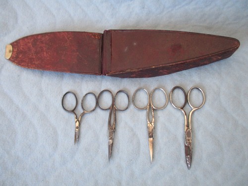Antikes scheren set - antikes, etui